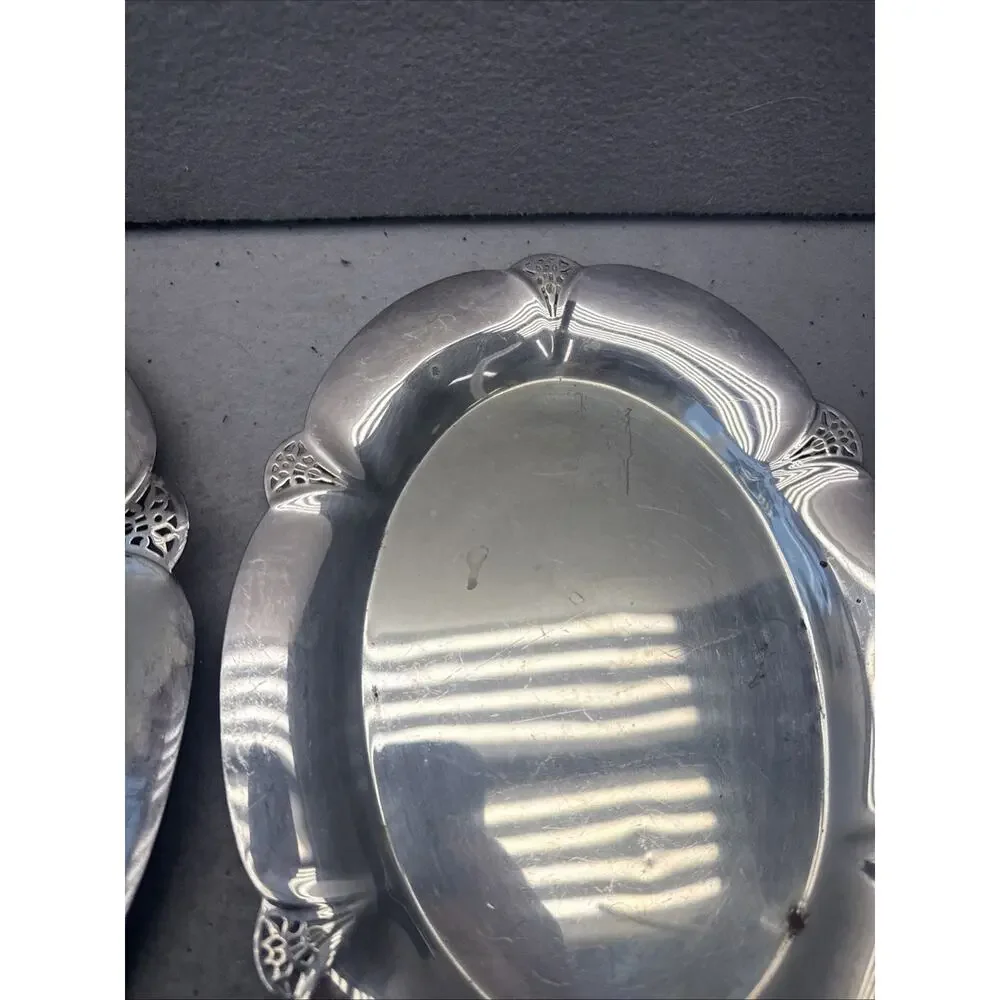 Vintage Wm Rogers Silverplate Serving Set Round Platter 421 Oval Bread Tray 419